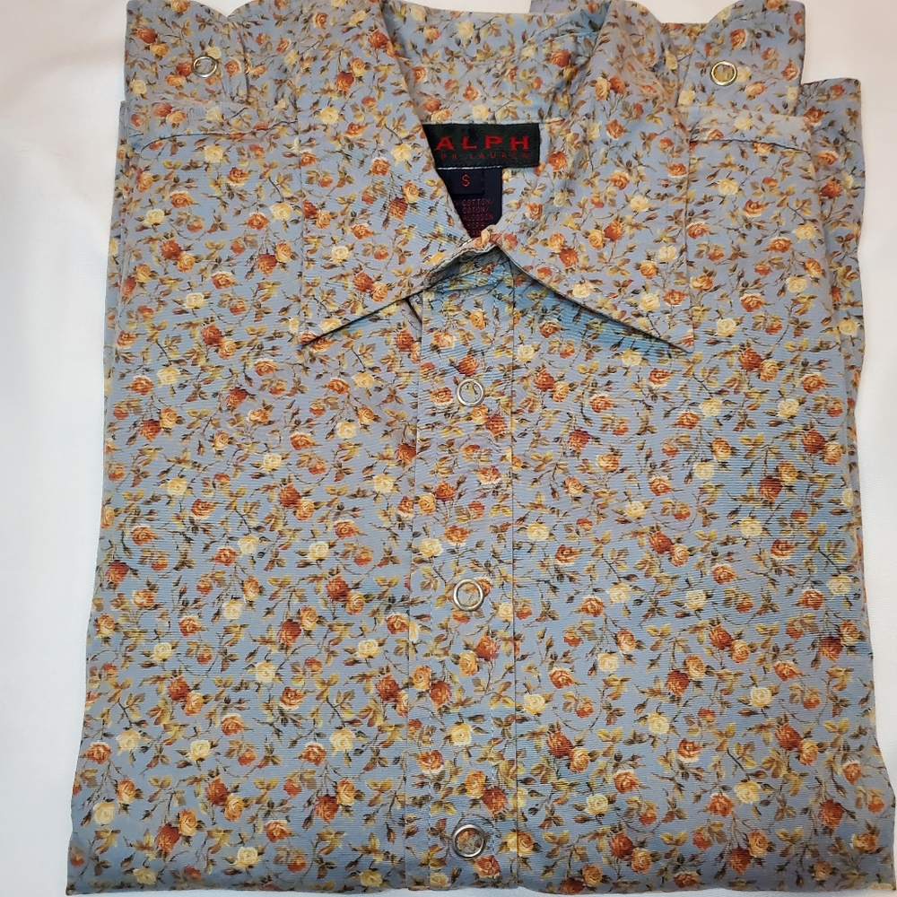 Ralph Lauren floral cottagecore long sleeve snap shirt Size S, fits like XS